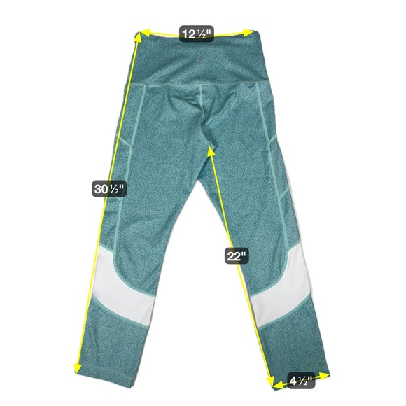 ZYIA Active Teal White Athletic Cropped Leggings Side Pockets Womens - Picture 6 of 6
